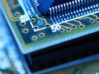 A close up of a computer chip.
